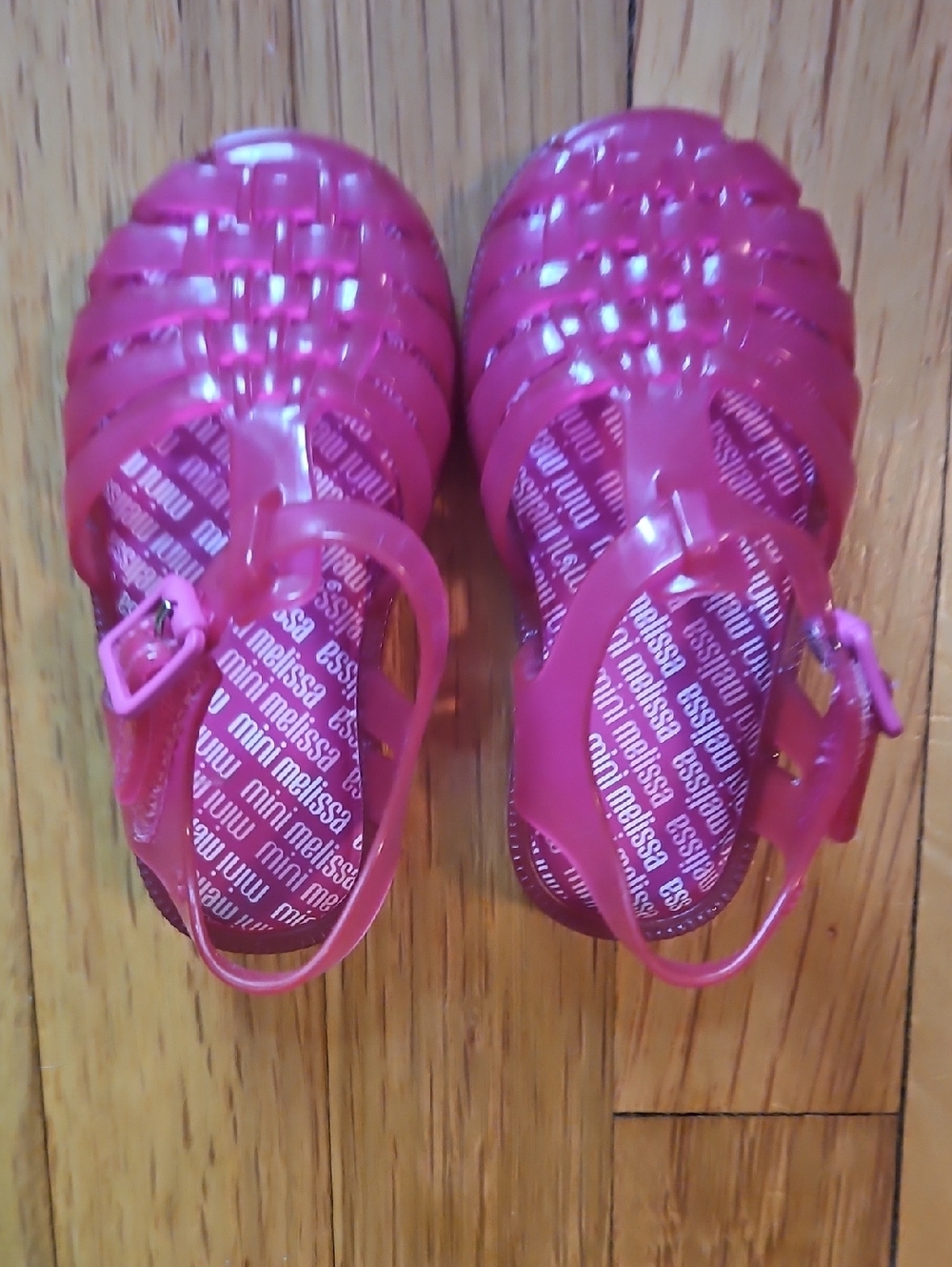 Mini Melissa Hot Pink Jelly T-Strap Sandals